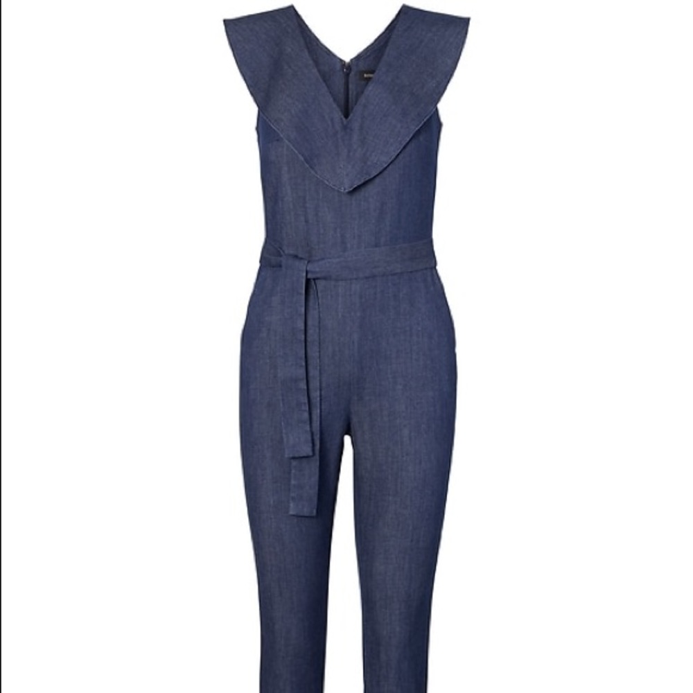 Banana Republic Denim Ruffle Jumpsuit. Size 2P.